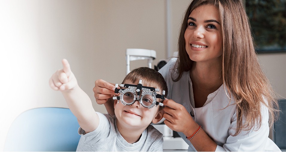 Child recieving eye exam at Bristol Family Eyecare
