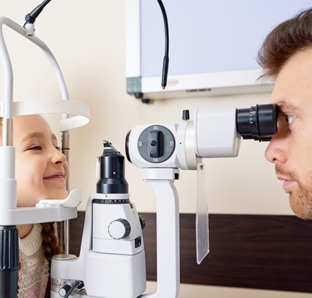 Child recieving pediatric eye exam at Bristol Family Eyecare