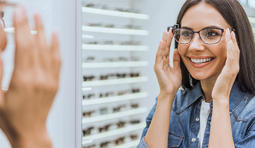 Woman wearing eyeglasses at Bristol Family Eyecare